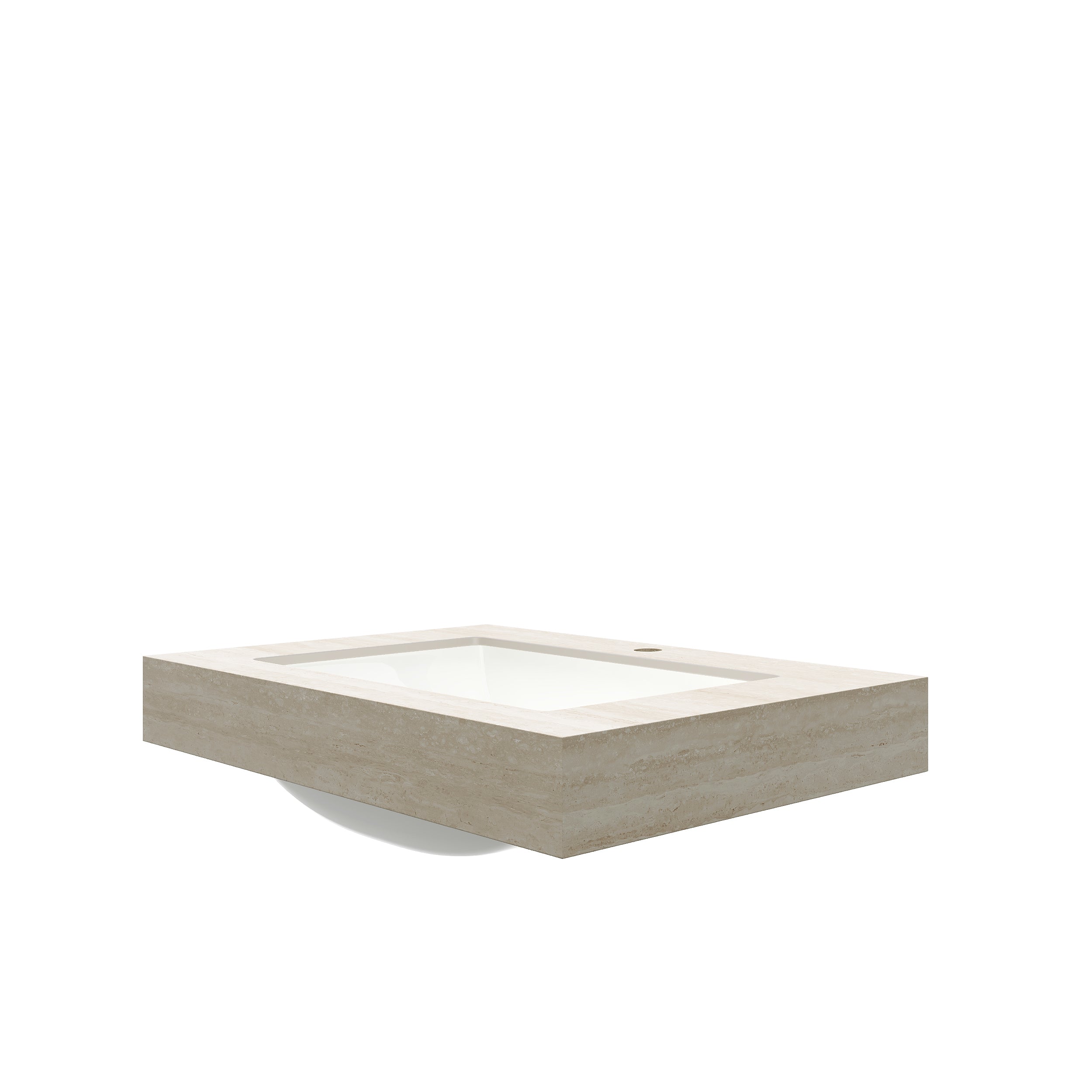 Roma Travertine-Pattern Sintered Stone Countertop with Ceramic Basin