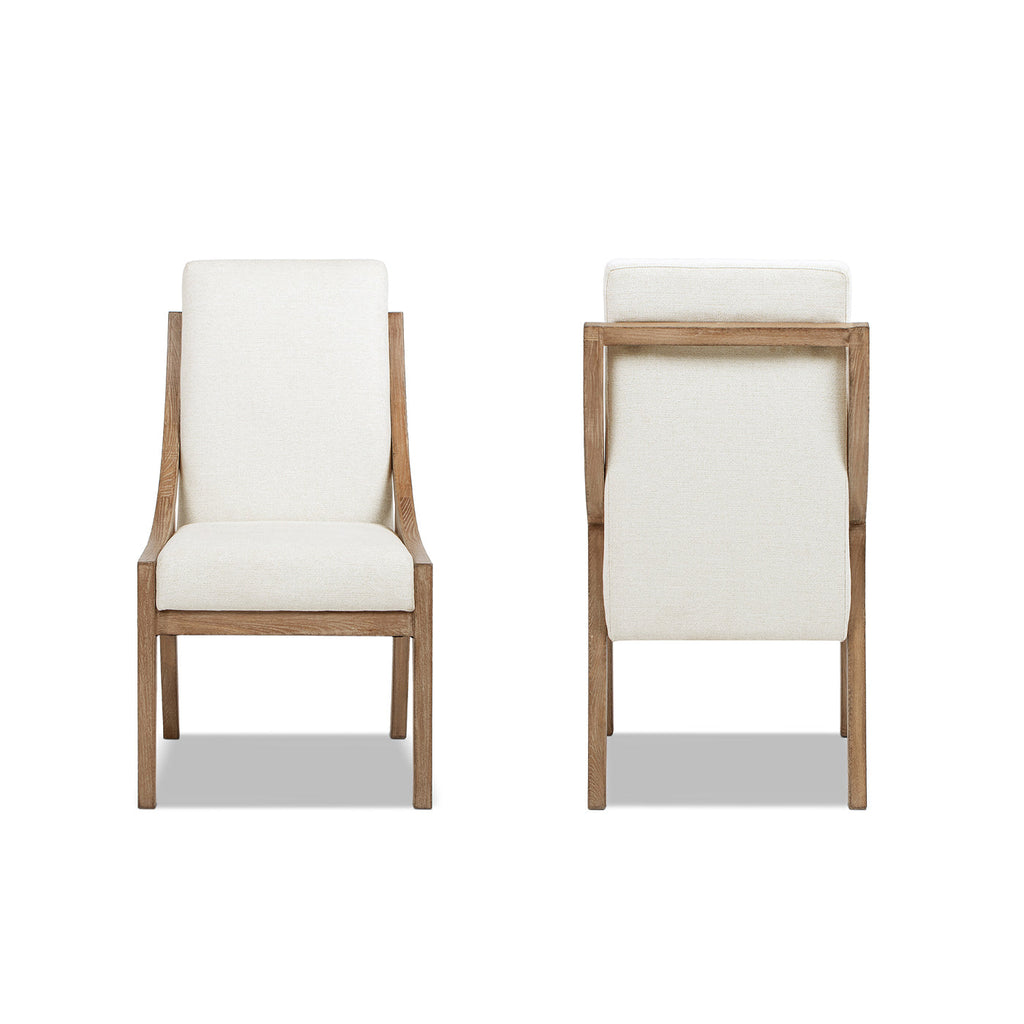 Lennox High-Back Upholstered Reclaimed Pine Wood Dining Chair Set