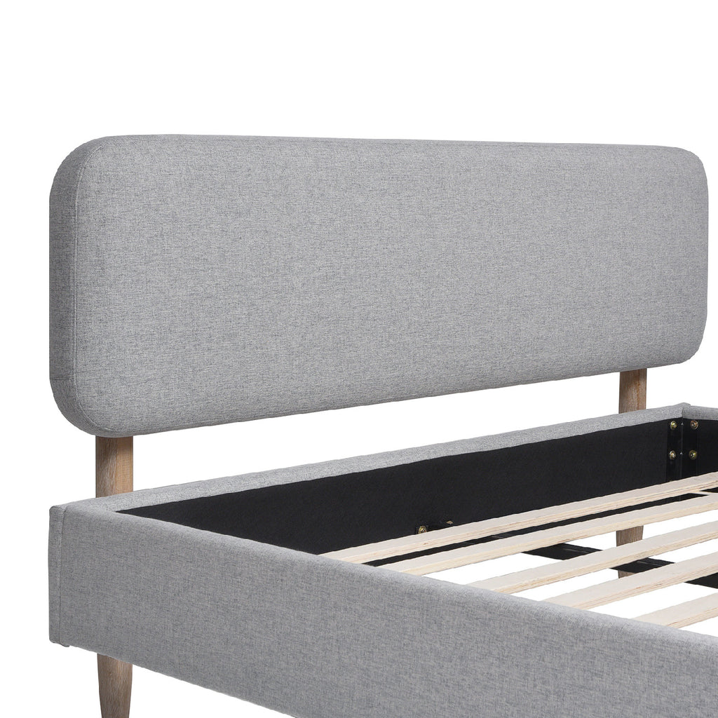 Diego Low Upholstered Platform Bed, Queen, Light