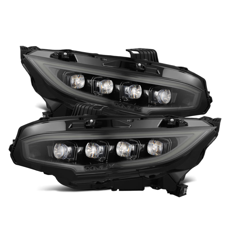 AlphaRex 16-21 Honda Civic NOVA-Series LED Proj Headlights Alpha-Black w/Actv Lgt & Seq.Sig / SB DRL 880492 *Discontinued