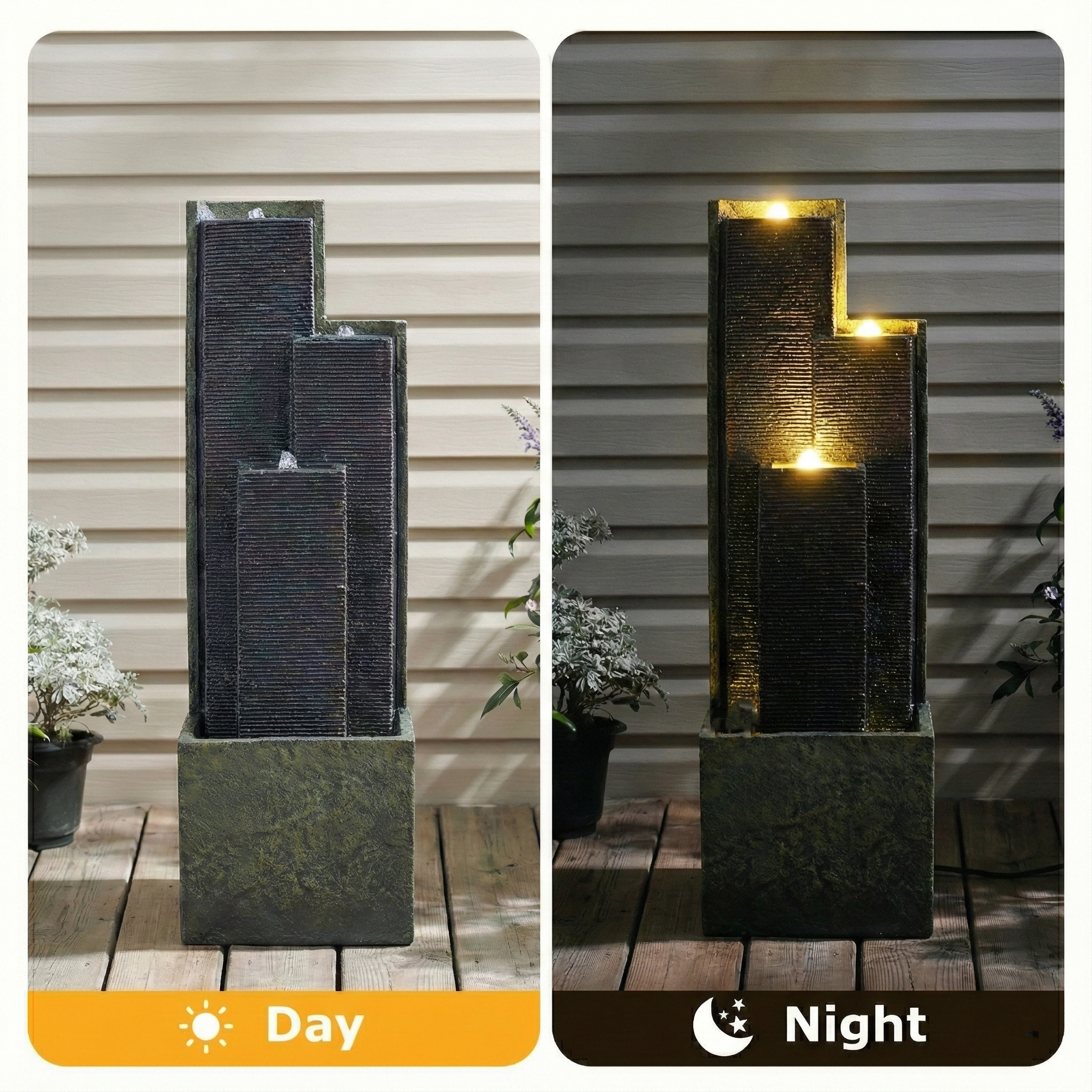 39'' H Outdoor Water Fountain with LED Lights