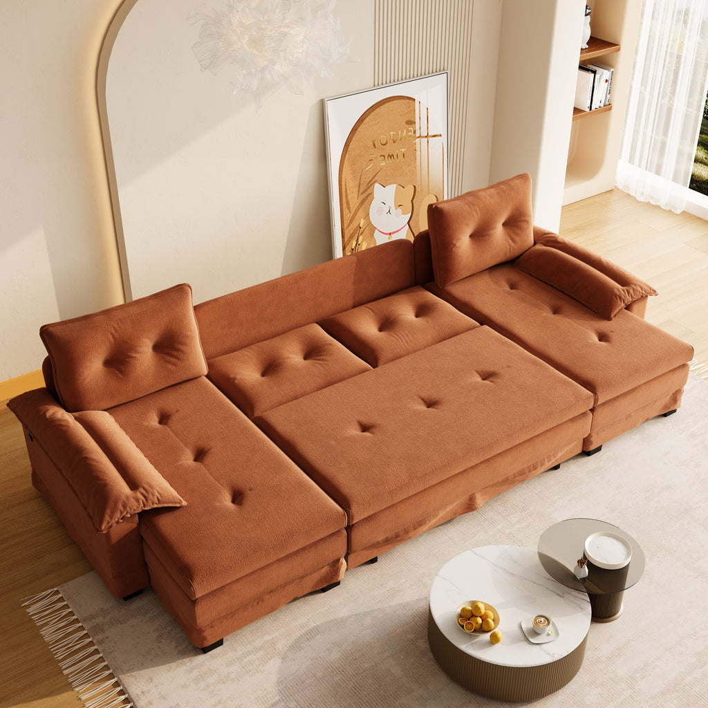 U-Shaped Sleeper Sofa with Pull Out Bed