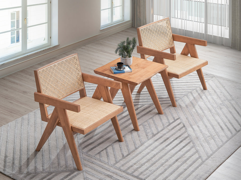 3-Piece Solid Wood Accent Chair Set and Matching End Table