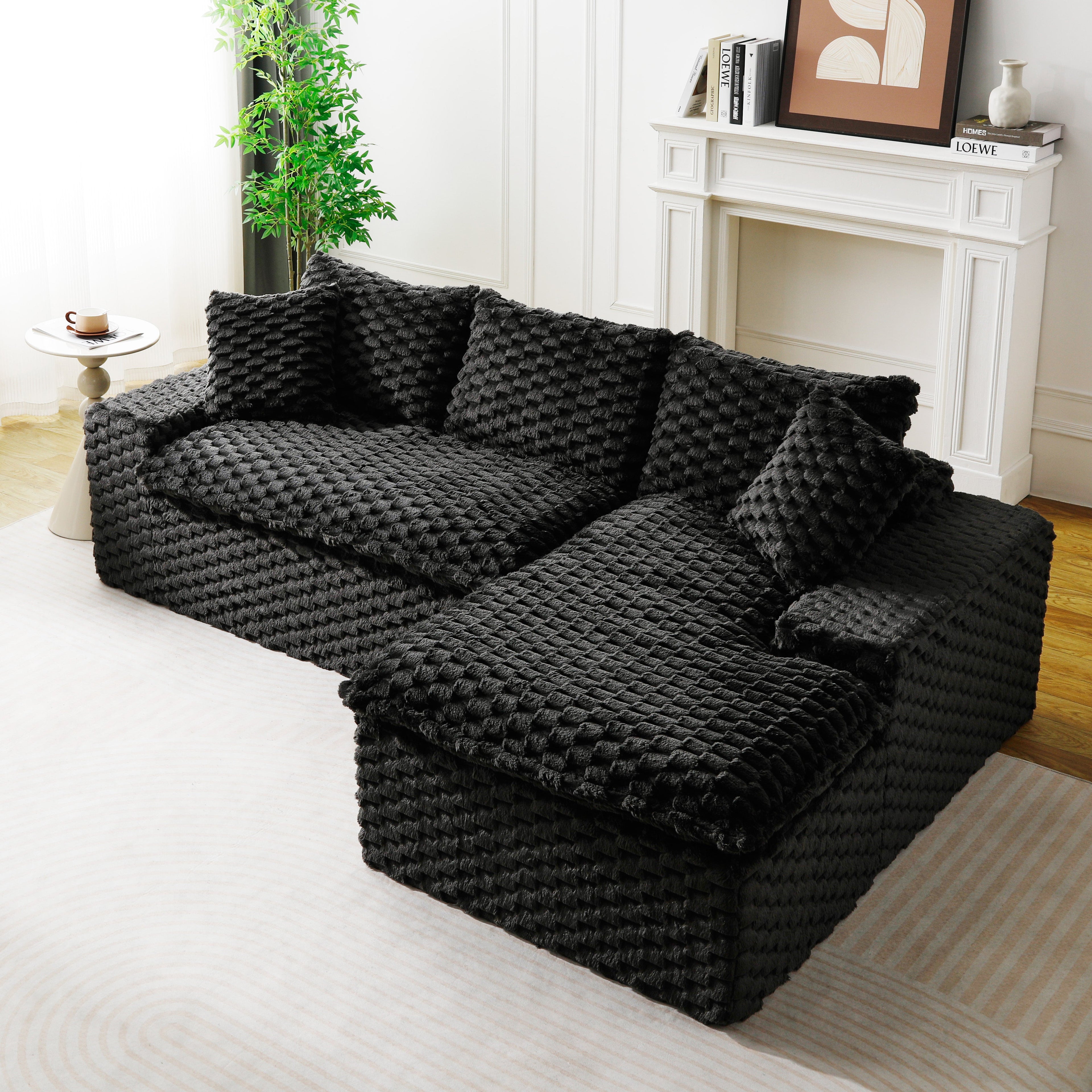 Black Turtle Velvet Versatile Convertible Sofa