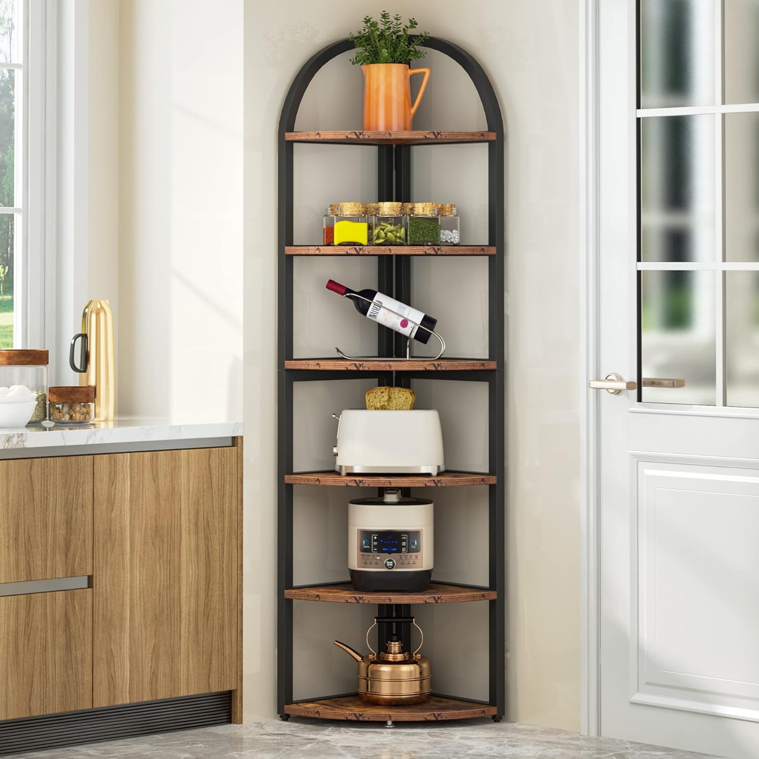 71.65" Tall 6 Tier Rustic Corner Shelf