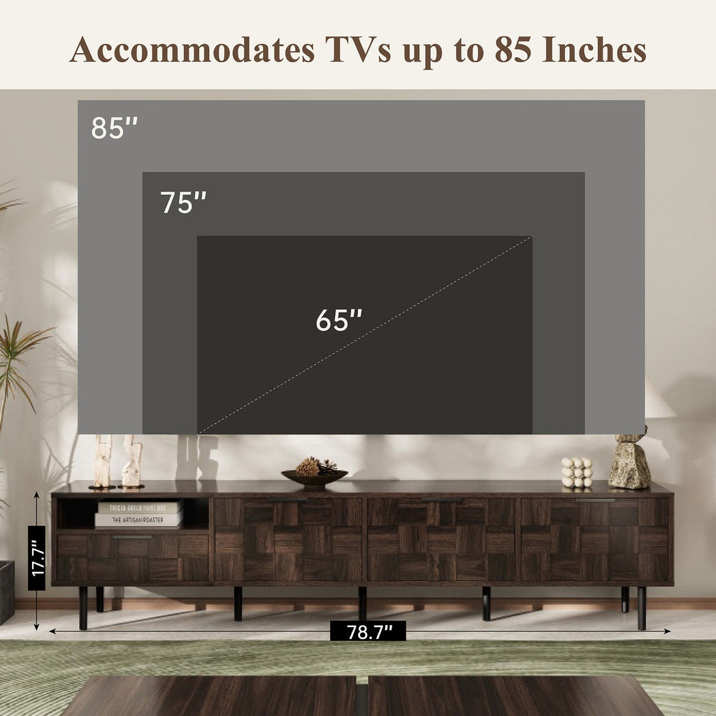 78" Mid Century Modern TV Stand for 65+ Inch TVs