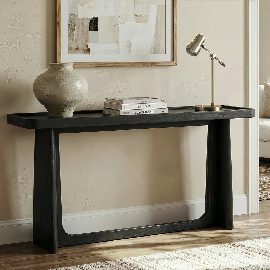 Farmhouse Console Table with Tray Top Design