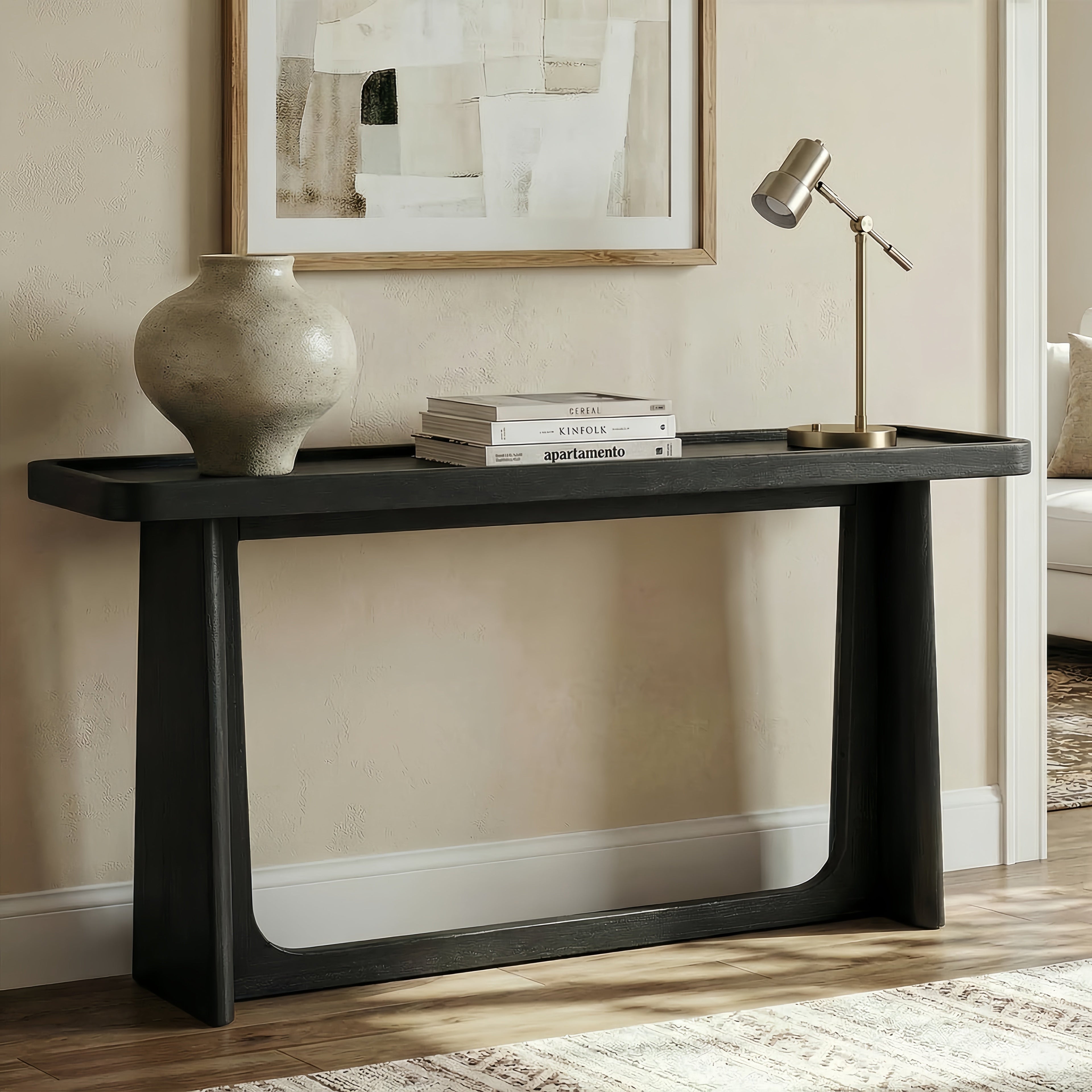 Farmhouse Console Table with Tray Top Design
