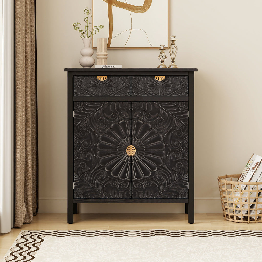 Hand-Carved Accent Cabinet
