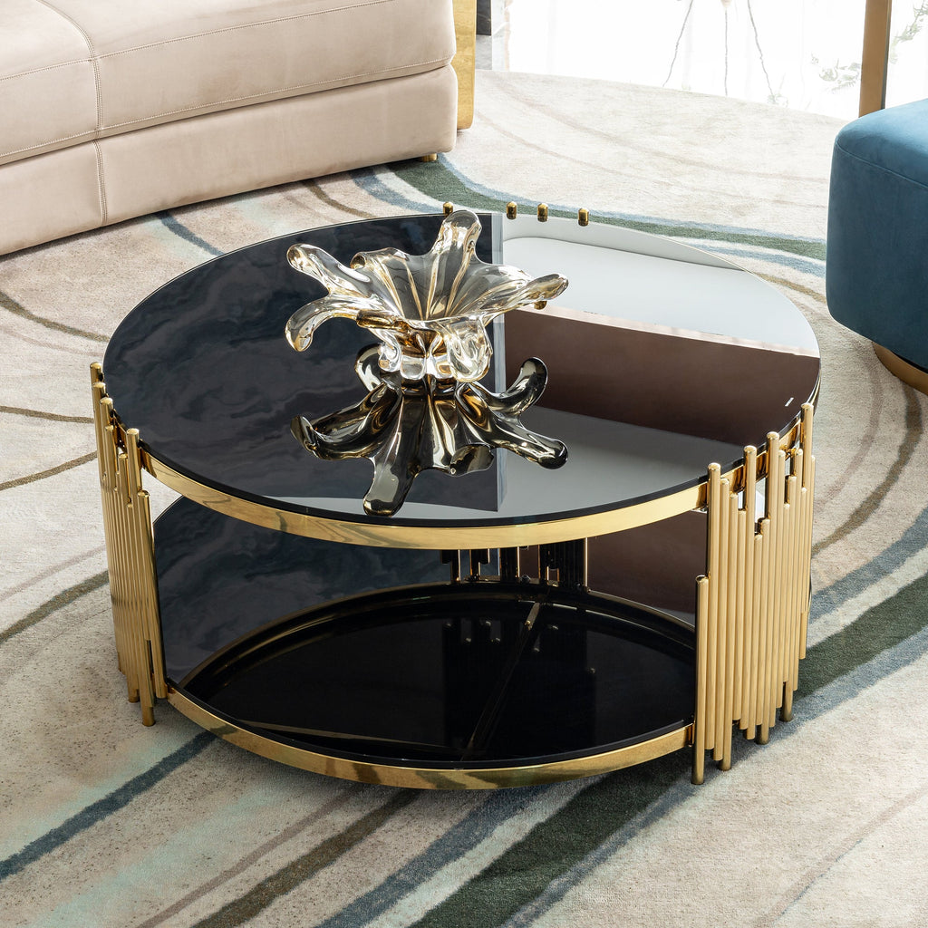 Modern Coffee Table - Double-Layer Tempered