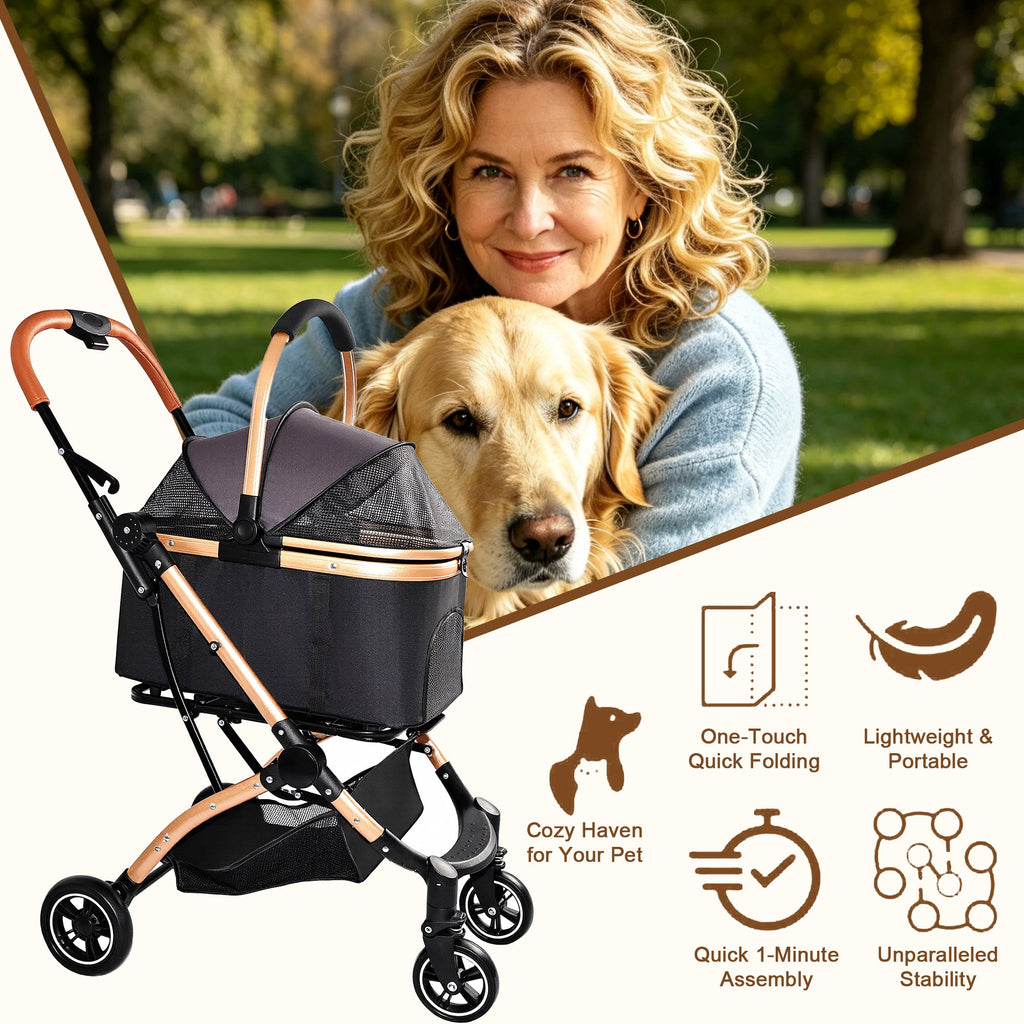 2-in-1 Detachable Pet Stroller for Dogs and Cats