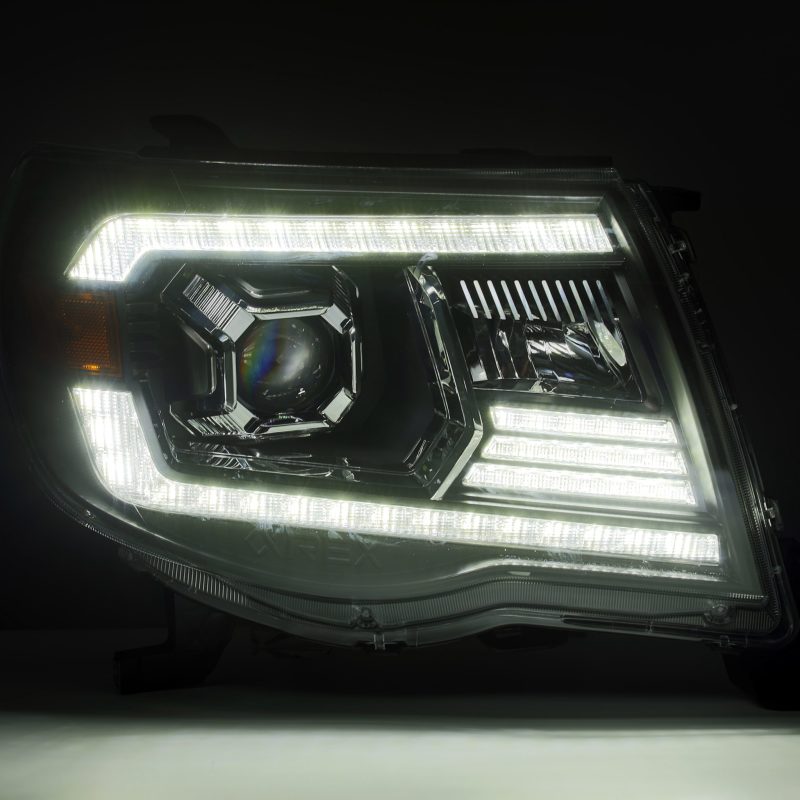 AlphaRex 05-11 Toyota Tacoma LUXX LED Projector Headlights Plank Style Alpha Black w/Activ Light/DRL 880739 *Discontinued
