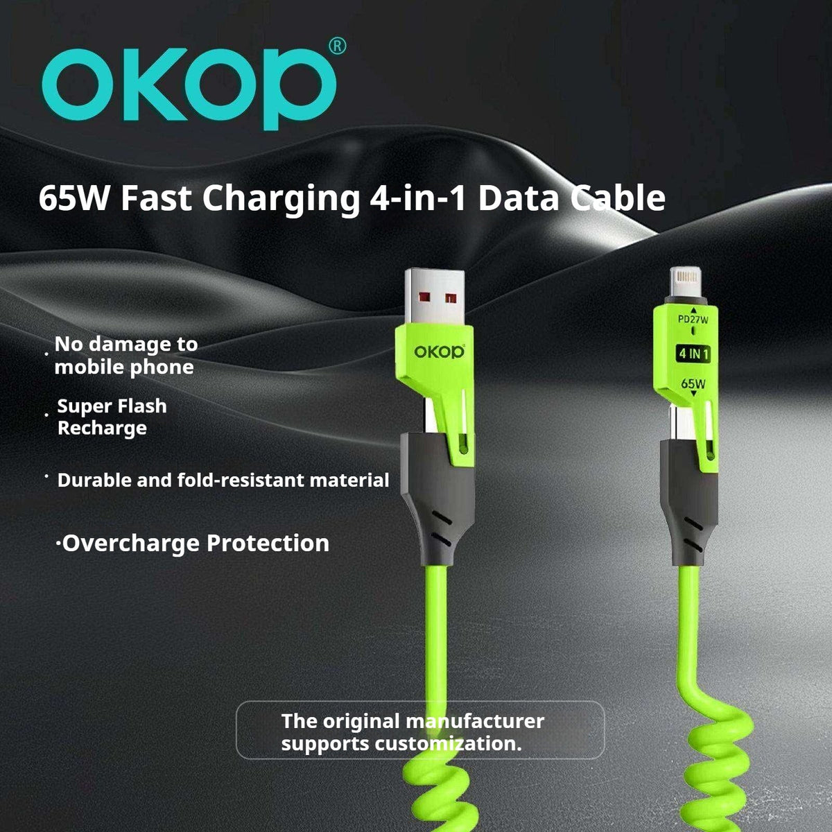 KP-314 3-in-1 4-in-1 65W Retractable Charging Cable Fast Charging For Appl Huawe Cross-Border Product