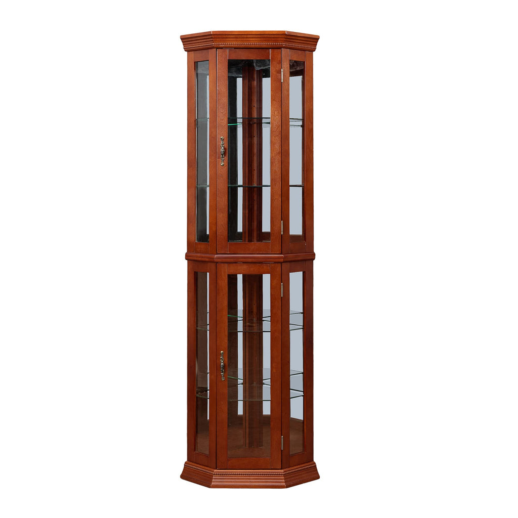 Corner Curio Cabinet with Adjustable Glass Shelves and Lights