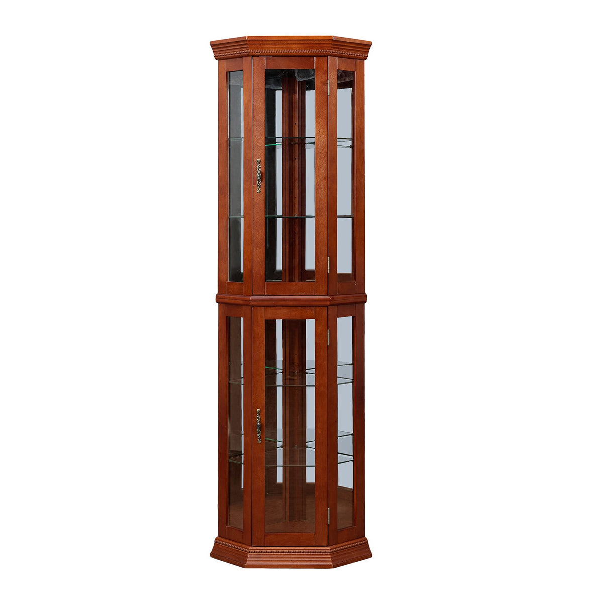 Corner Curio Cabinet with Adjustable Glass Shelves and Lights