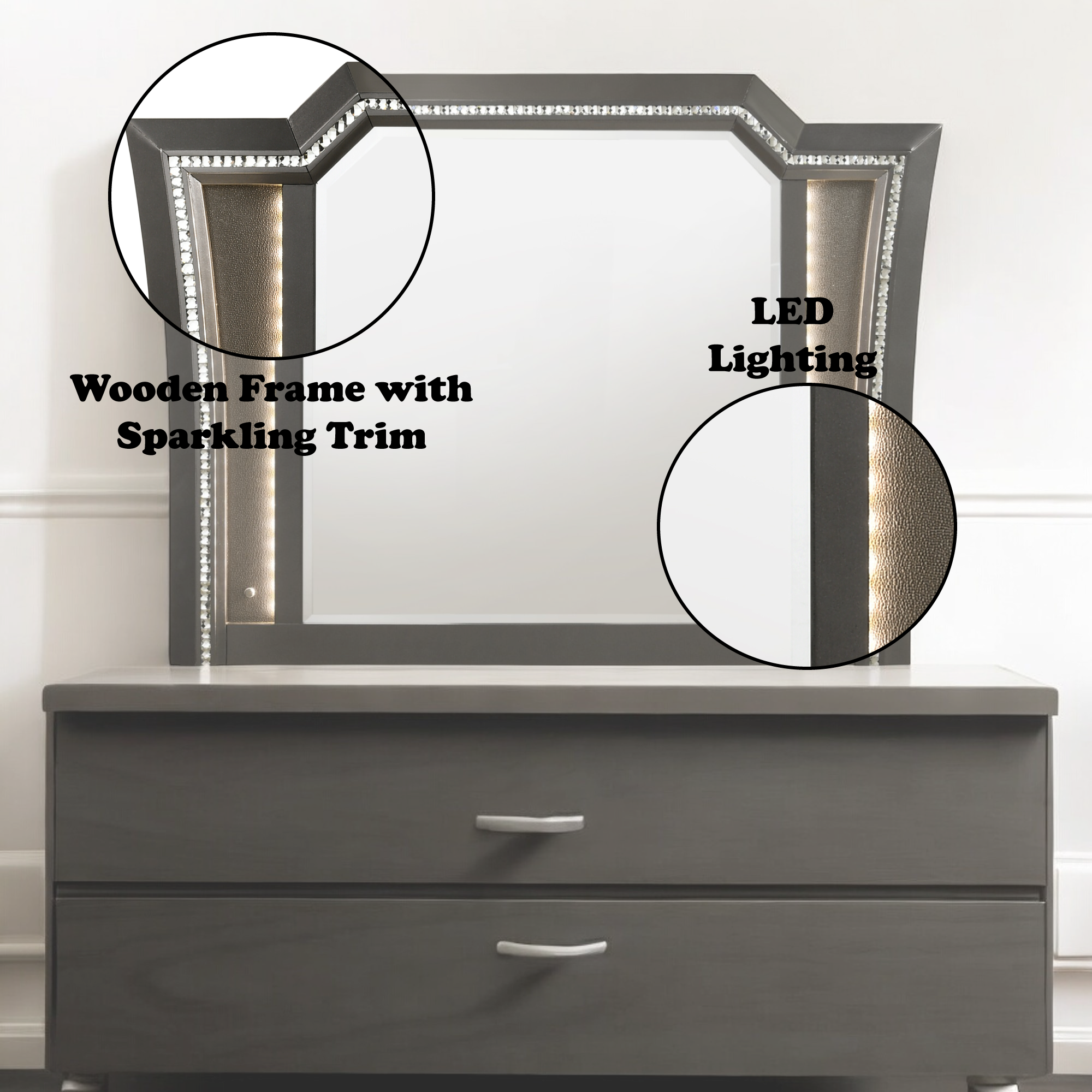 Kaitlyn Metallic Vanity & Dresser Mirror
