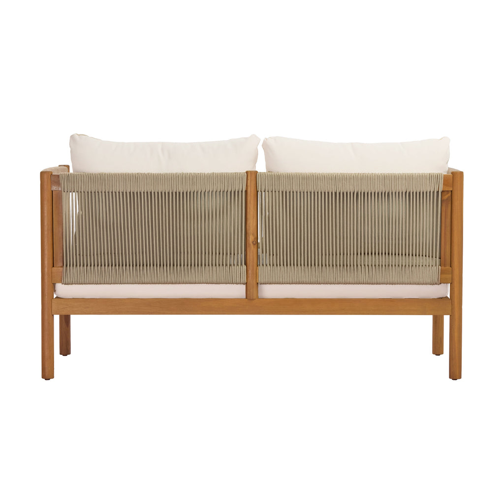 Outdoor Loveseat and Coffee Table Set with Acacia Wood Frame
