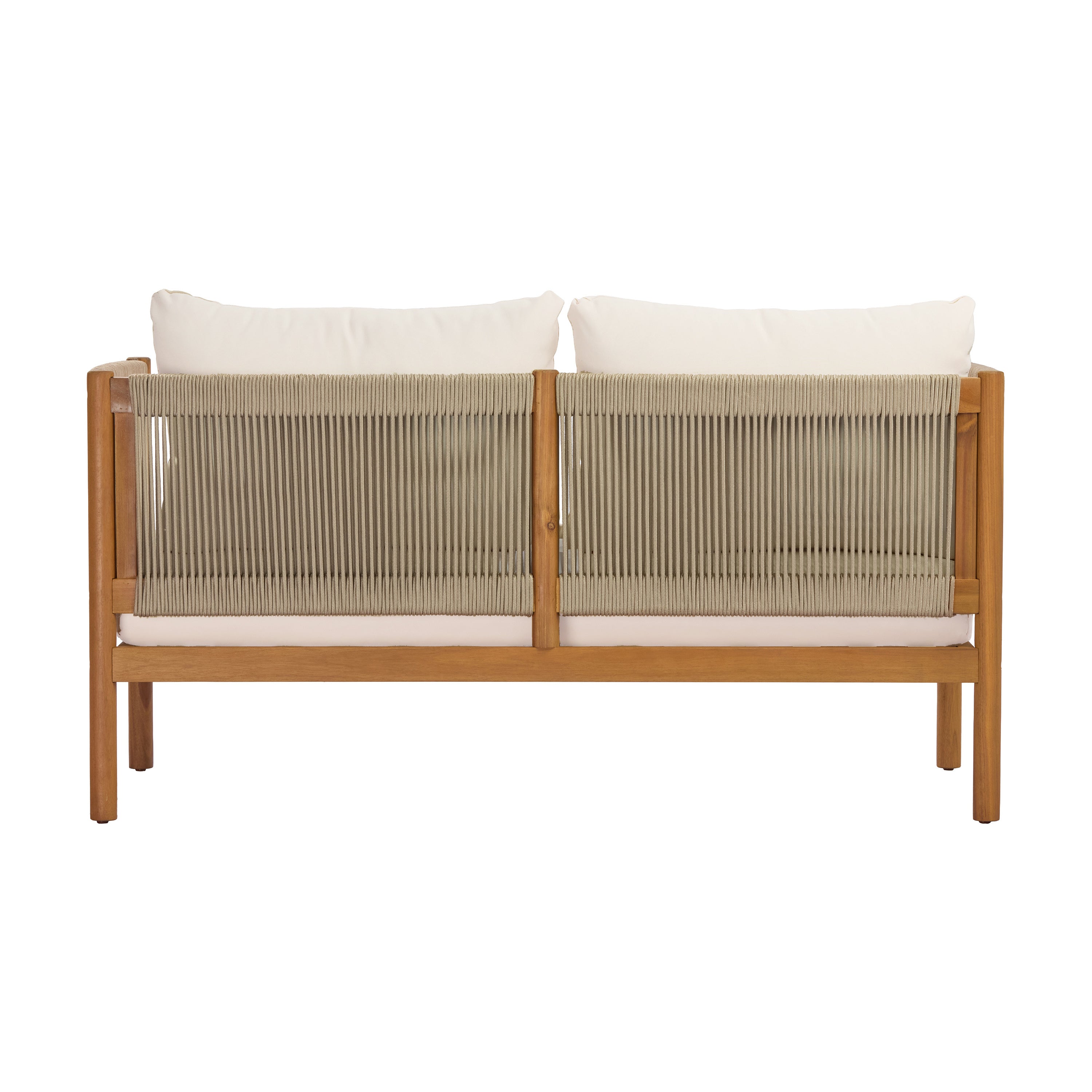 Outdoor Loveseat and Coffee Table Set with Acacia Wood Frame