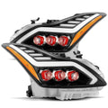 AlphaRex 08-13 Infiniti G37 NOVA LED Proj Headlights Plank Style Gloss Black w/Red LED/Activ/DRL 881991 *Discontinued