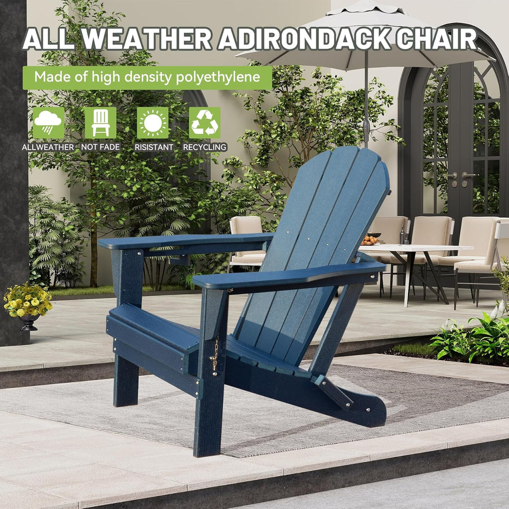 Folding Adirondack Chair with Cup Holder - Dark HDPE
