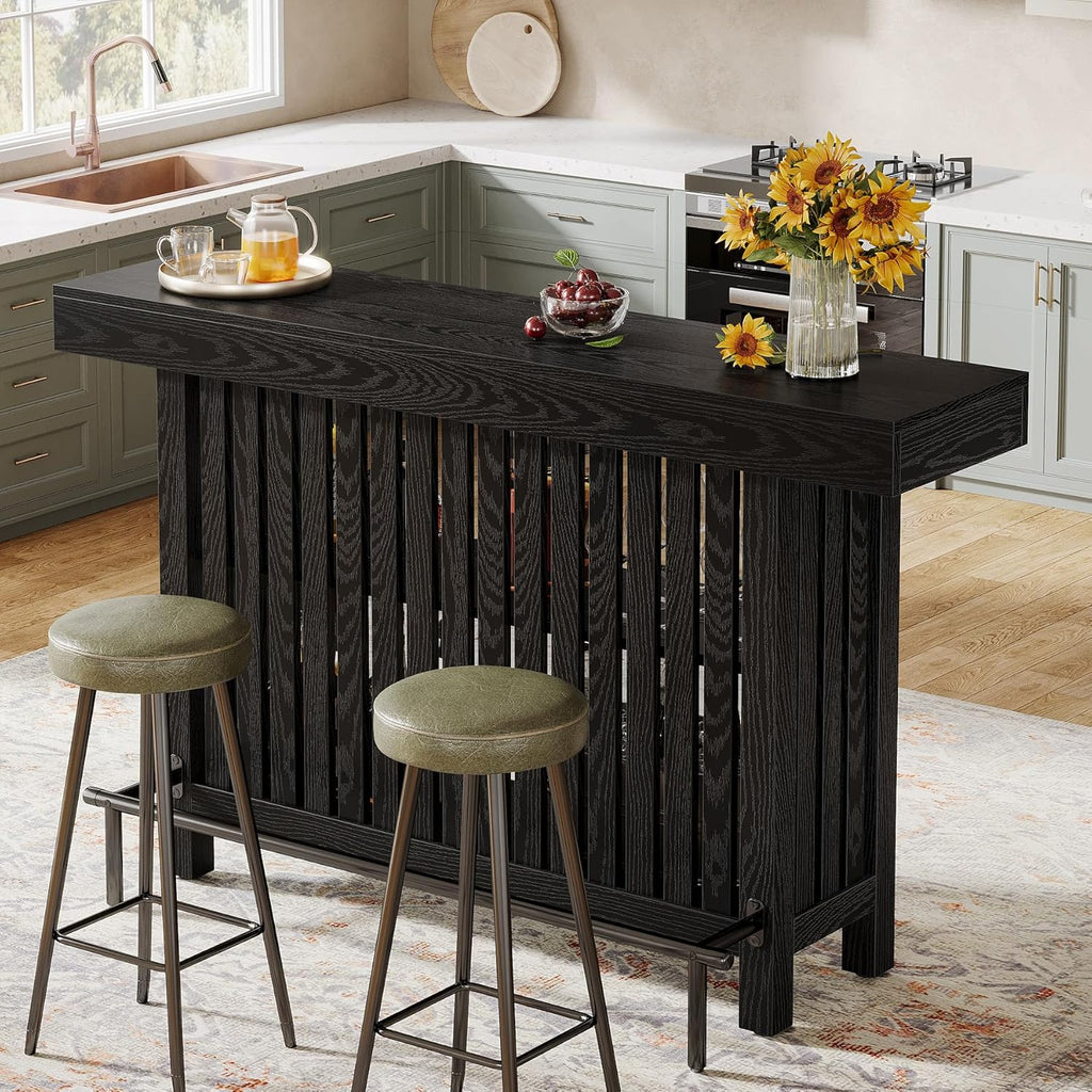 63" Modern Black Home Bar Unit