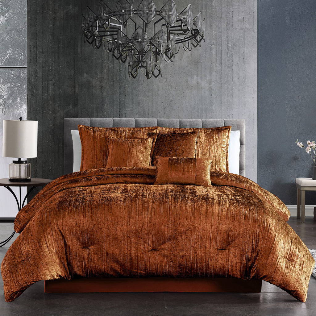Turin 7 Piece Comforter Set in Spice - Queen