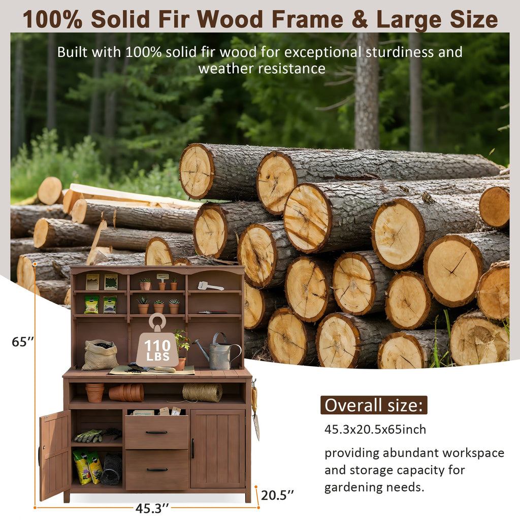 TOPMAX Large Fir Wood Potting Bench