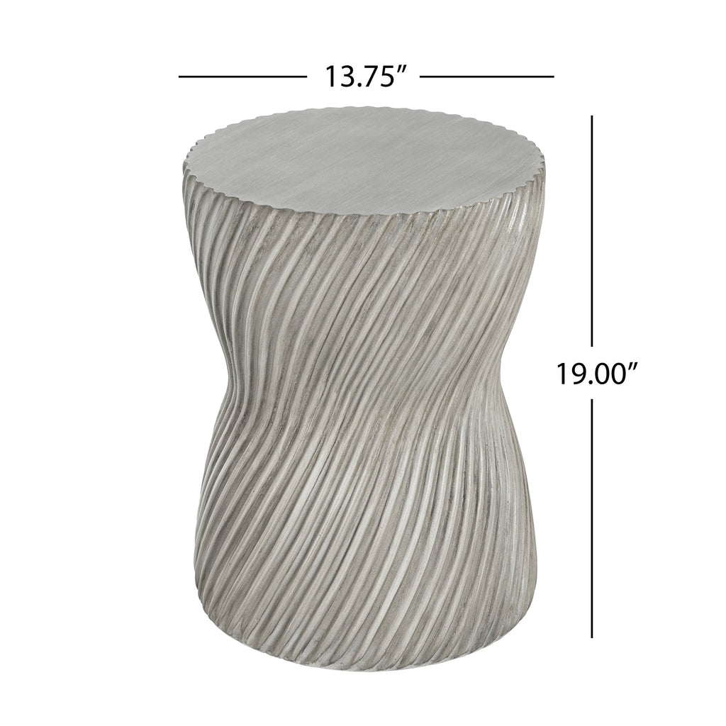 Outdoor MGO Concrete Hourglass Side Table with Spiral Pattern