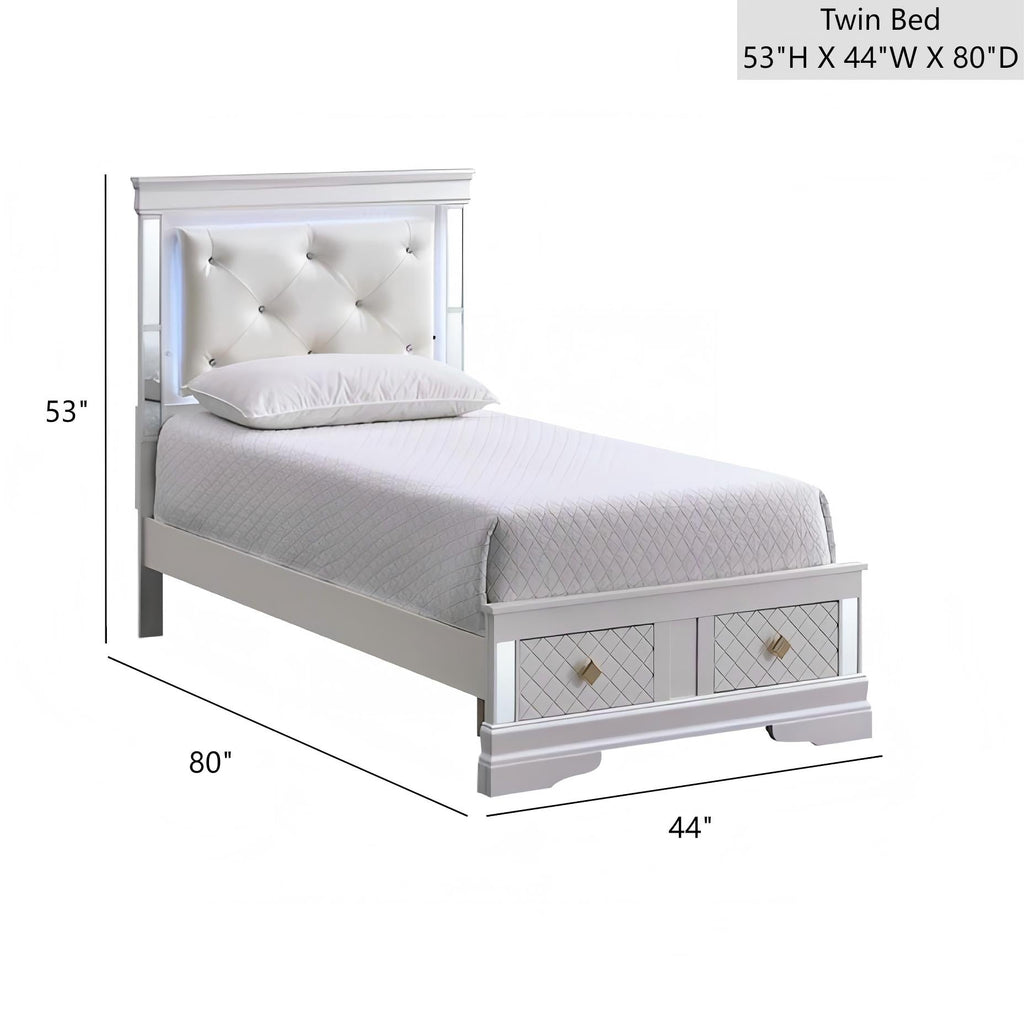 Verona G6735B-TSB Twin Bed in Pearl