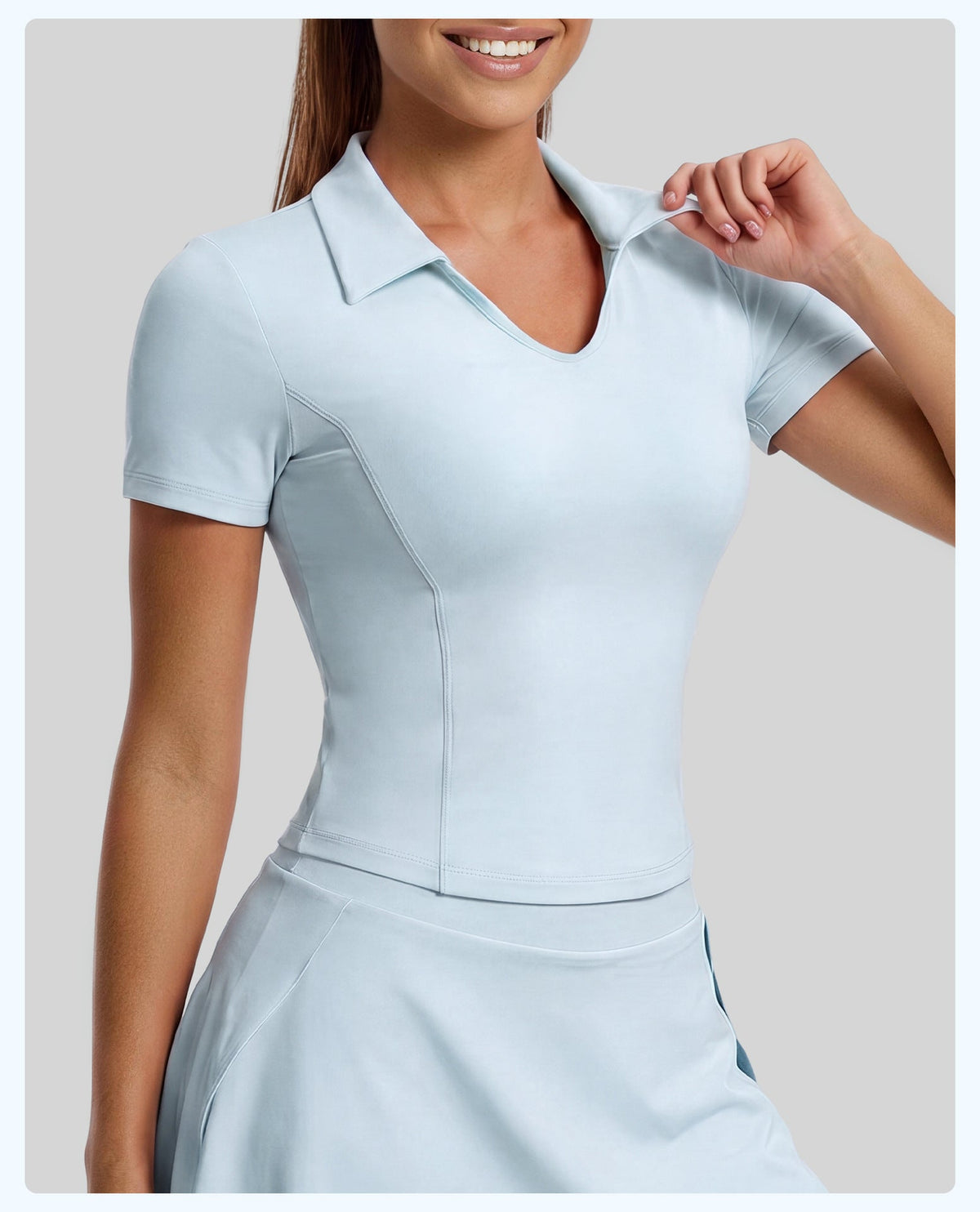 Women's Solid Color Polo Collar Sports Short-Sleeve T-Shirt, Slim Fit Figure-Flattering Yoga Top