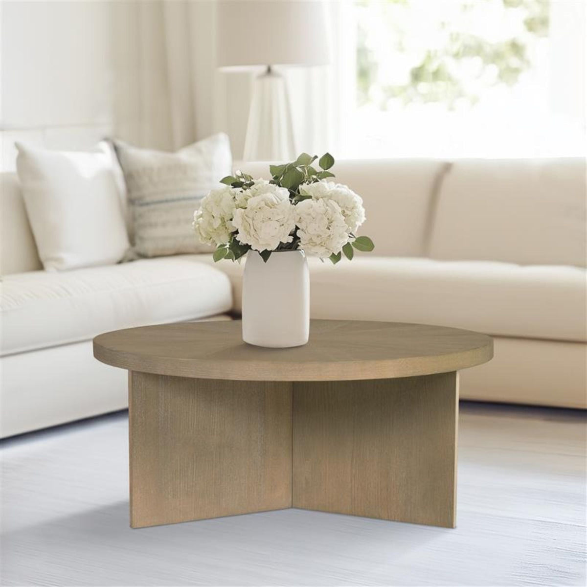 Round Coffee Table Reclaimed Greige