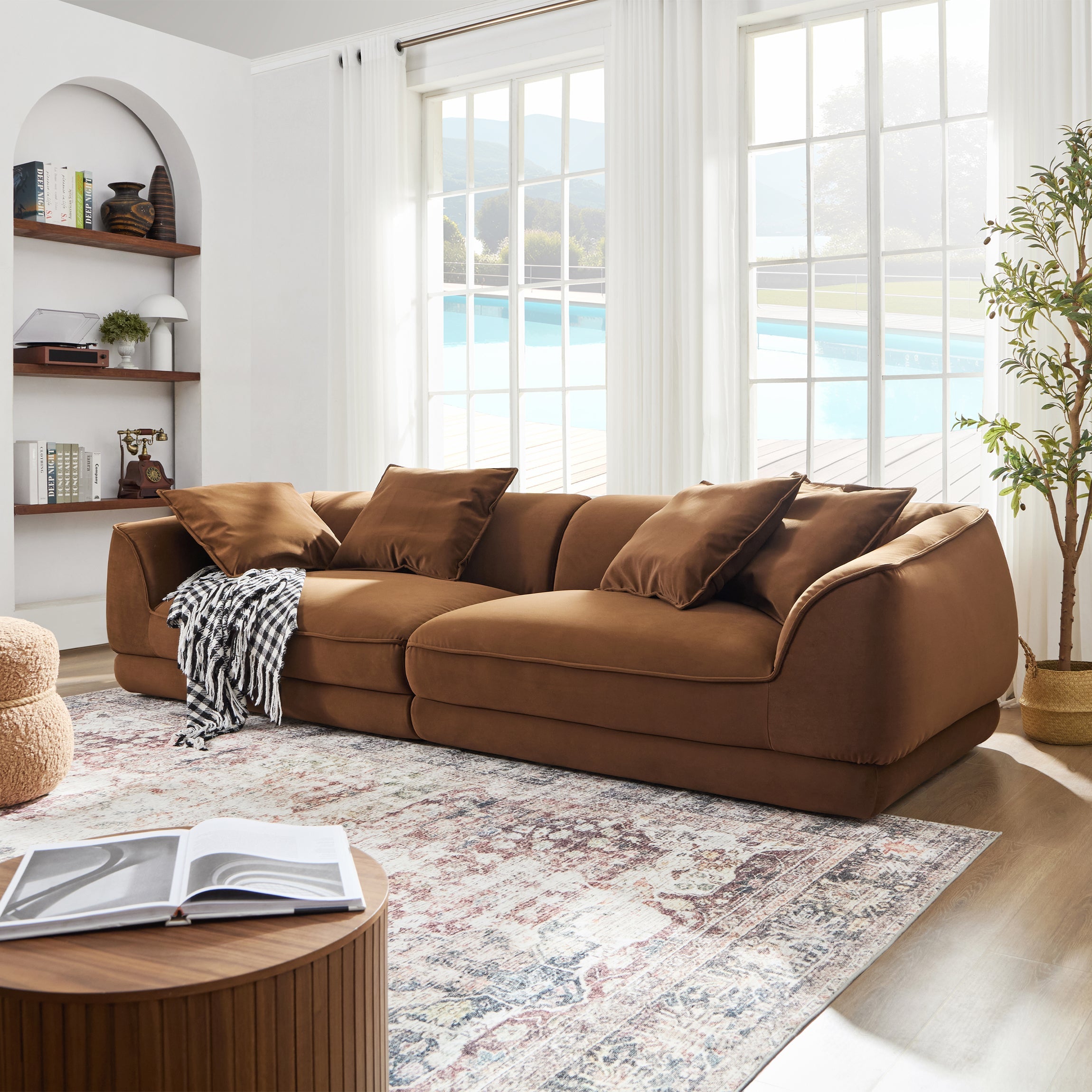 WKS16C Camel Sofa with Detachable Pillowcase