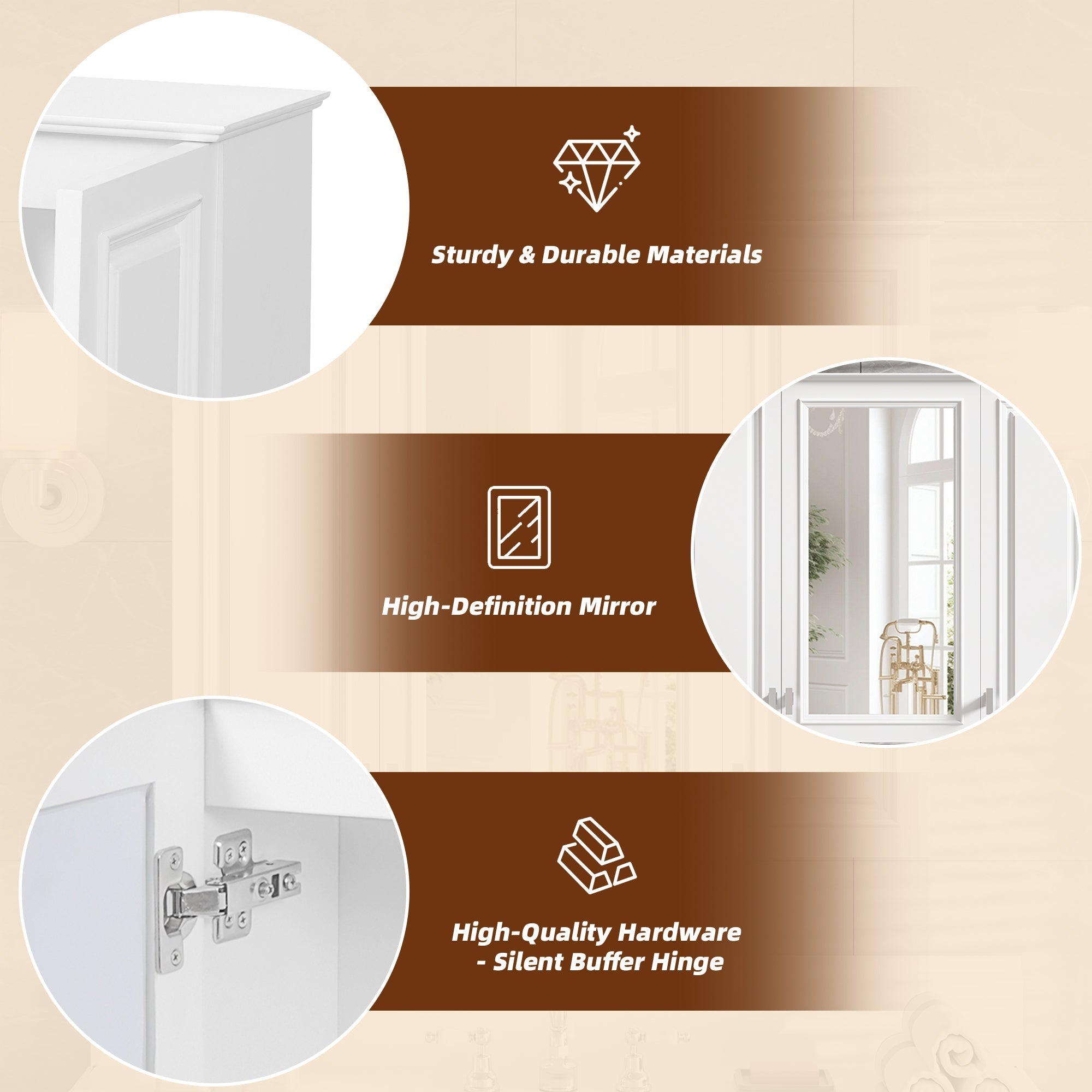 35 Inch 2-in-1 Bathroom Wall Cabinet