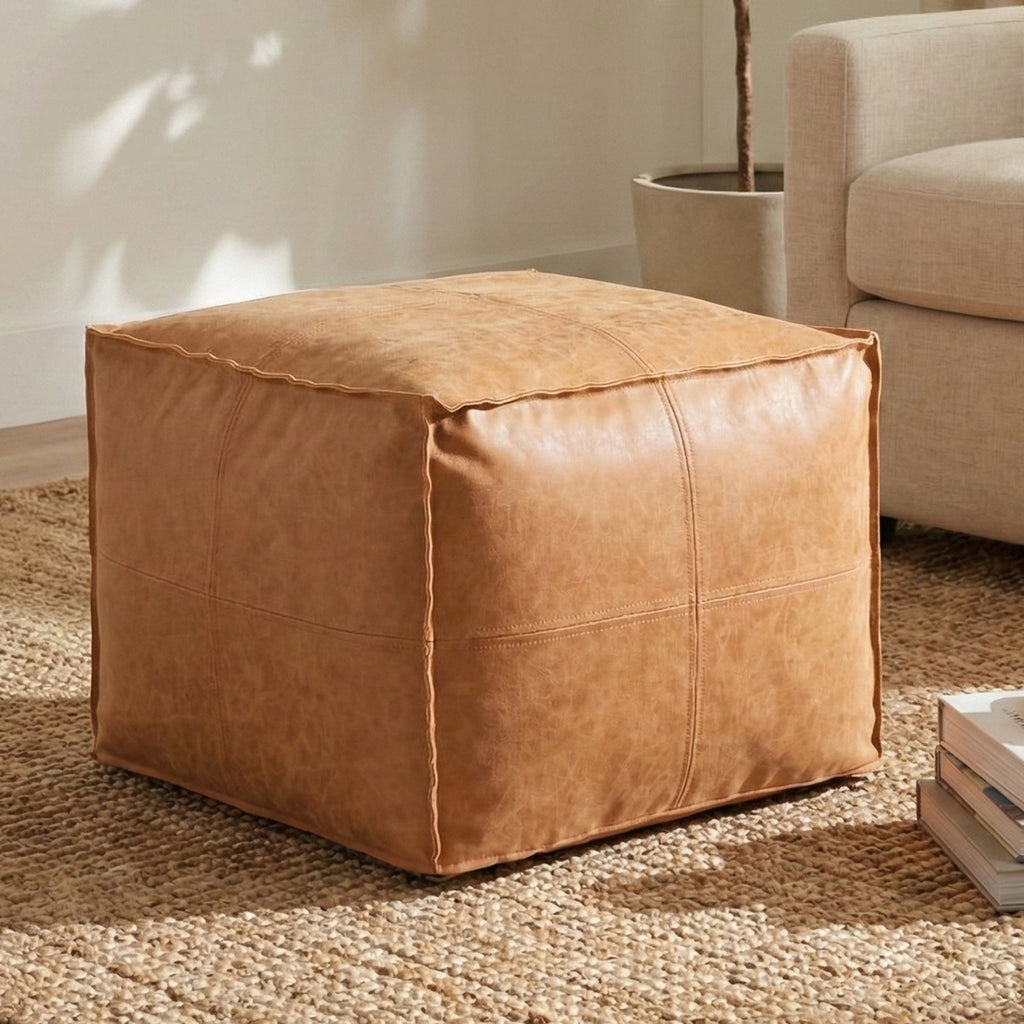 Brody Distressed Square Pouf