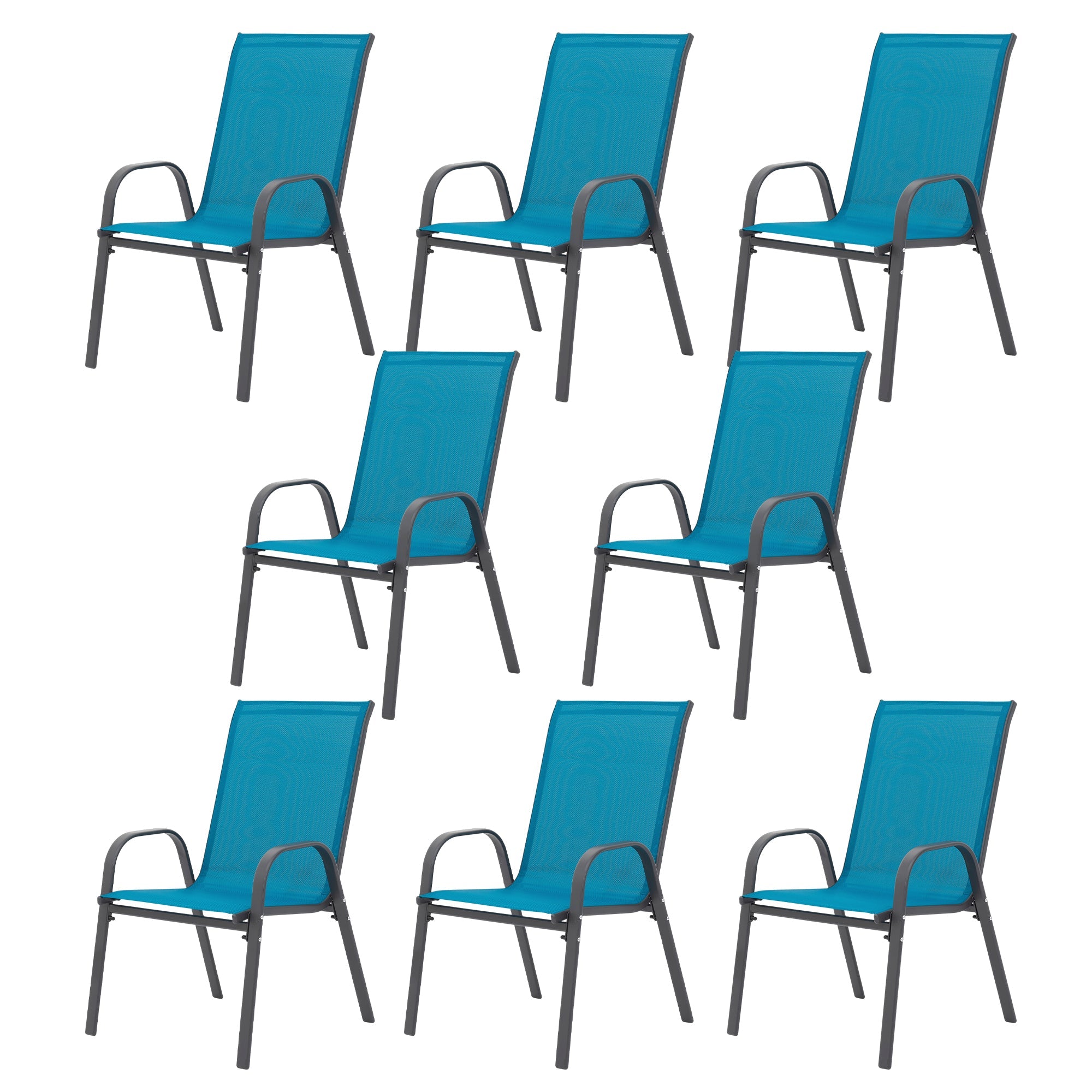 8 Piece Patio Chairs with Breathable Textilene Fabric