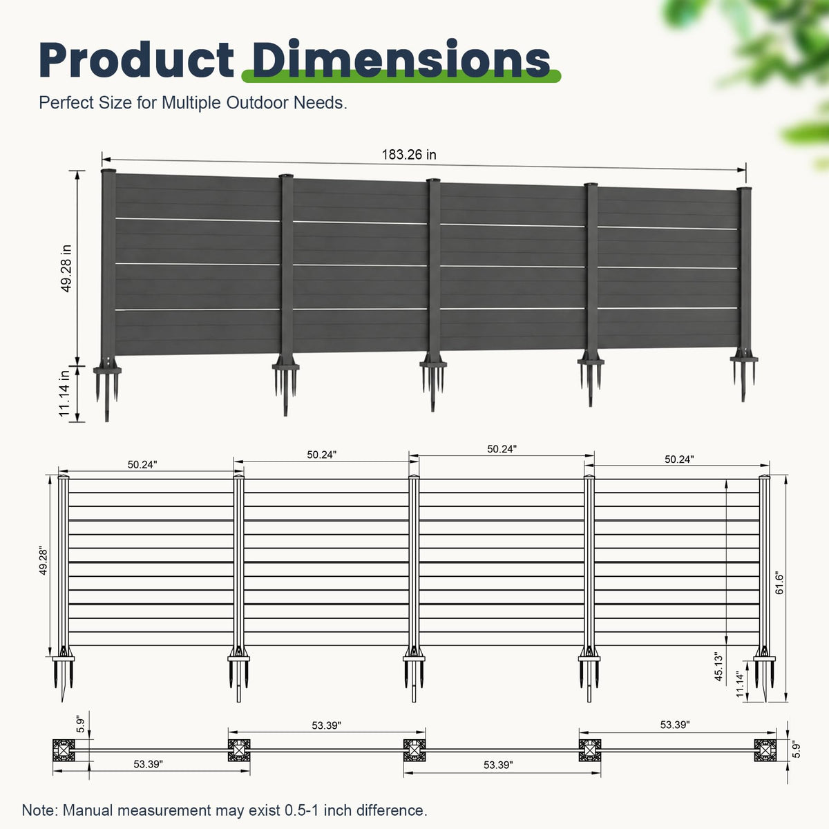 50" W x 49" H Outdoor Privacy Screen