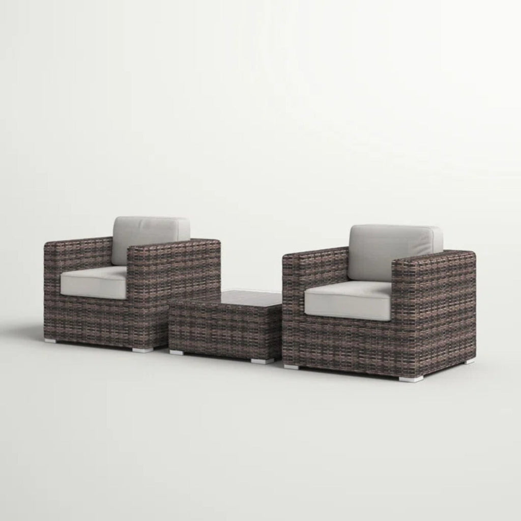 Fully Assembled 2-Person Rattan Wicker Seating Set with Cushions