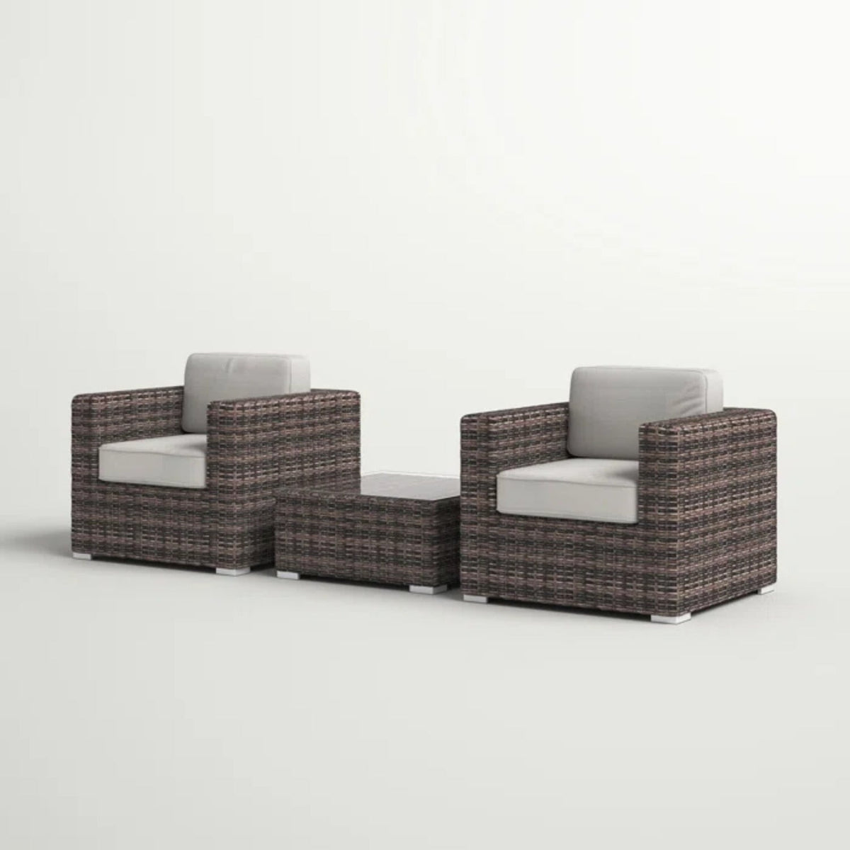 Fully Assembled 2-Person Rattan Wicker Seating Set with Cushions