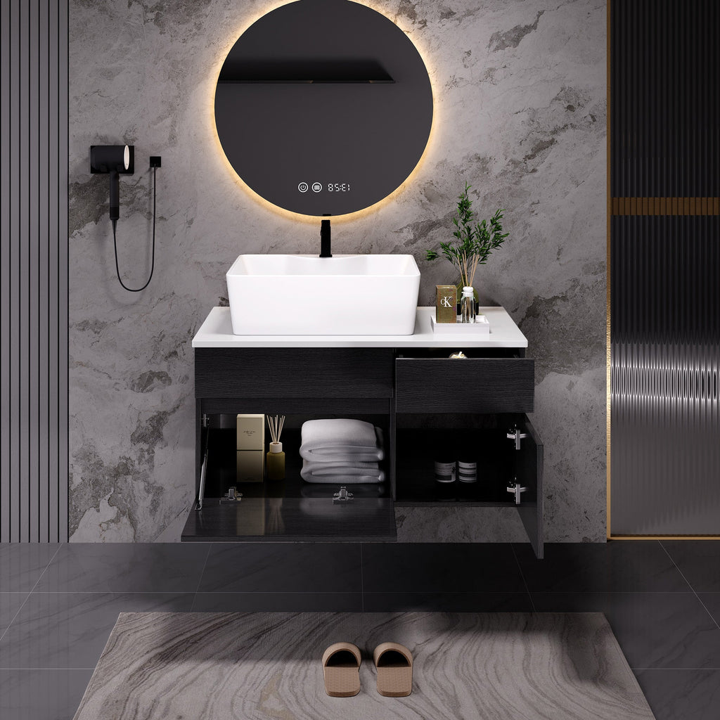 31.5 Inches Floating Single Small Bathroom Vanity with Sink