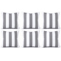 6 Pack Outdoor/Indoor Throw Pillows with Inserts - Gray/White Striped
