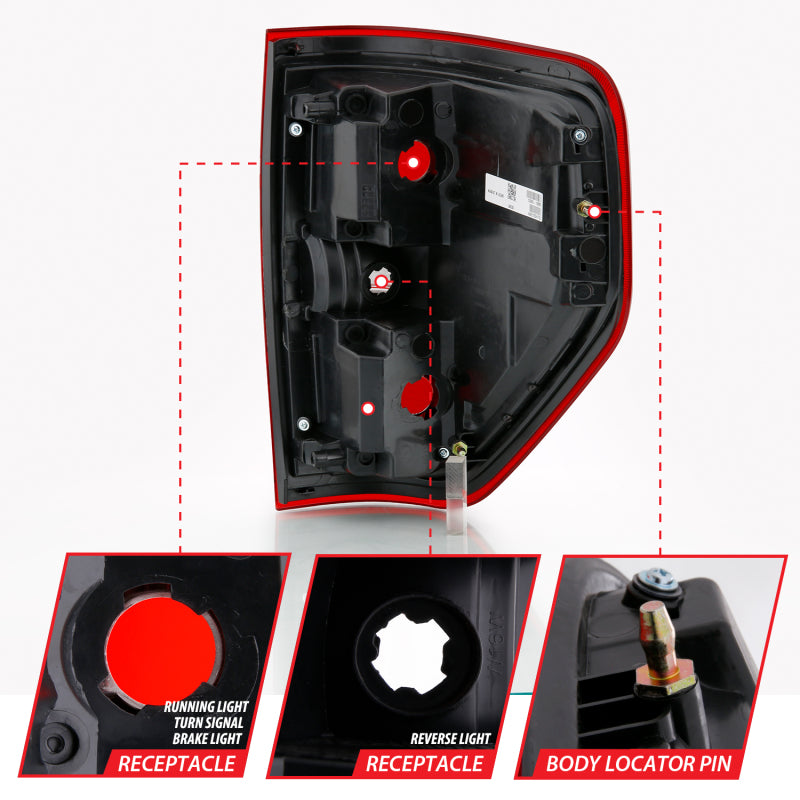 ANZO 2009-2014 Ford F-150 Euro Taillight Red/Clear (W/O Bulb) 311299