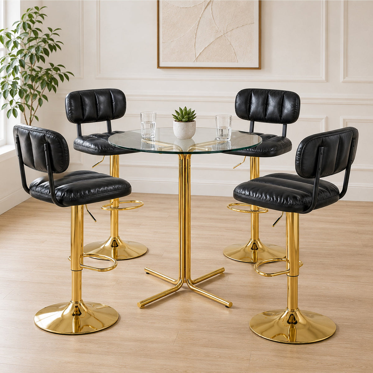 Set of 2 Modern Bar Stools with Adjustable Height