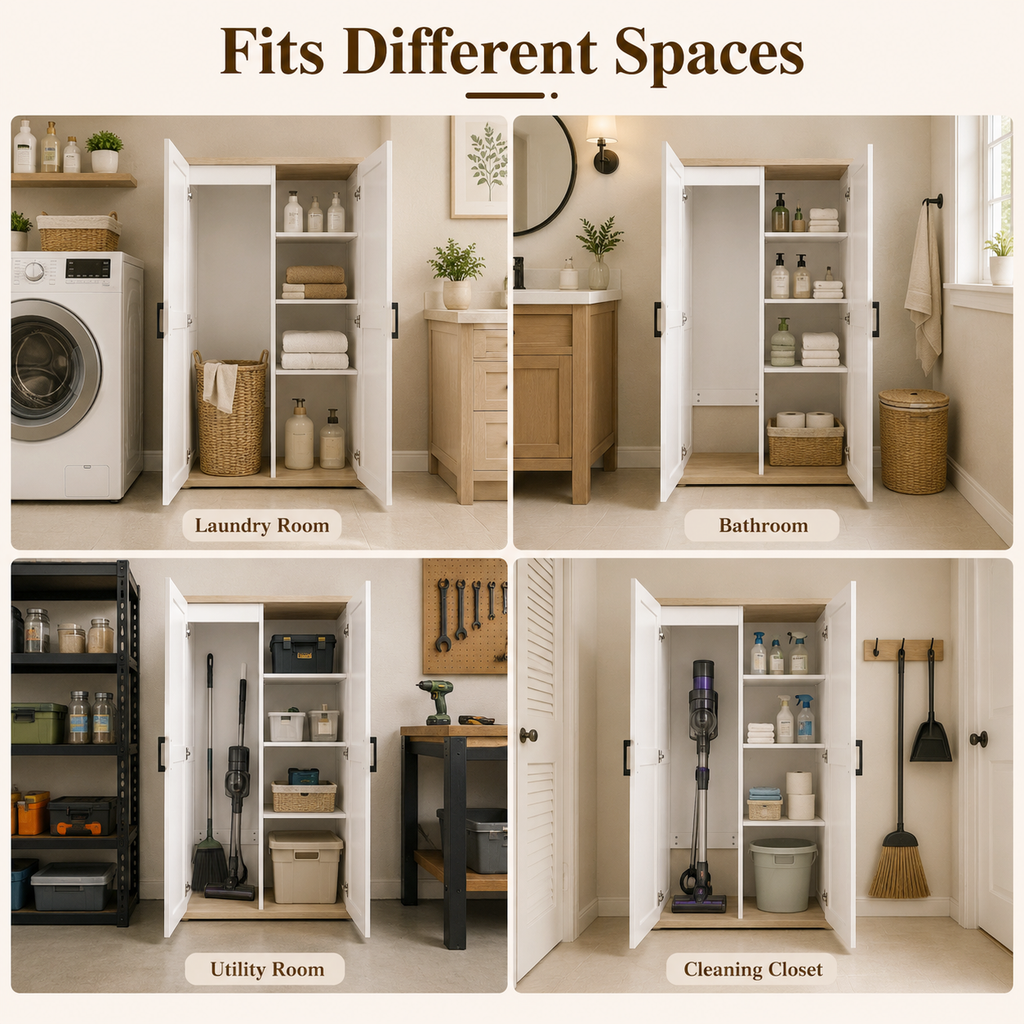 55.1" Tall Wooden Vacuum Storage Cabinet