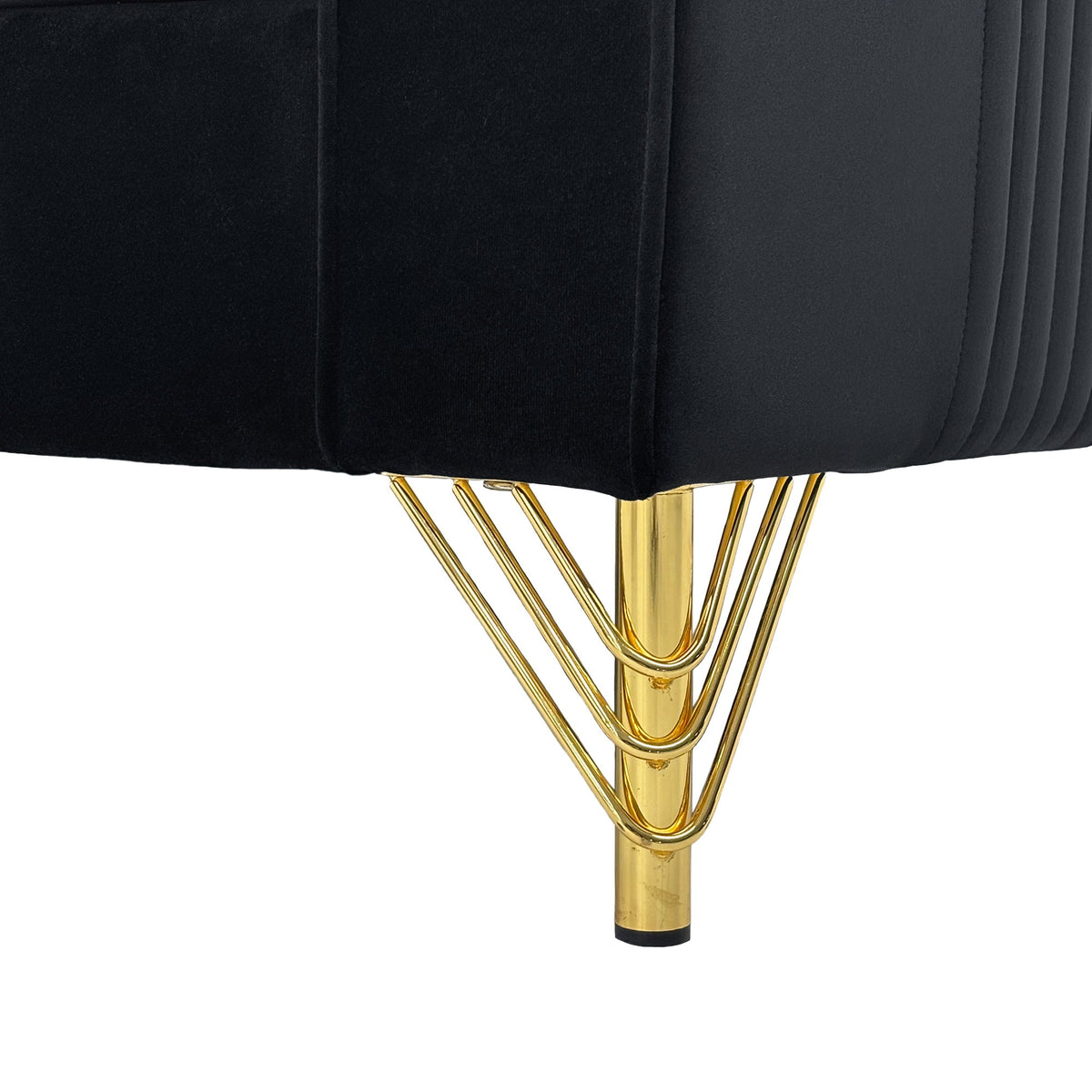 Luxury Velvet Sofa with Gold Metal Accents