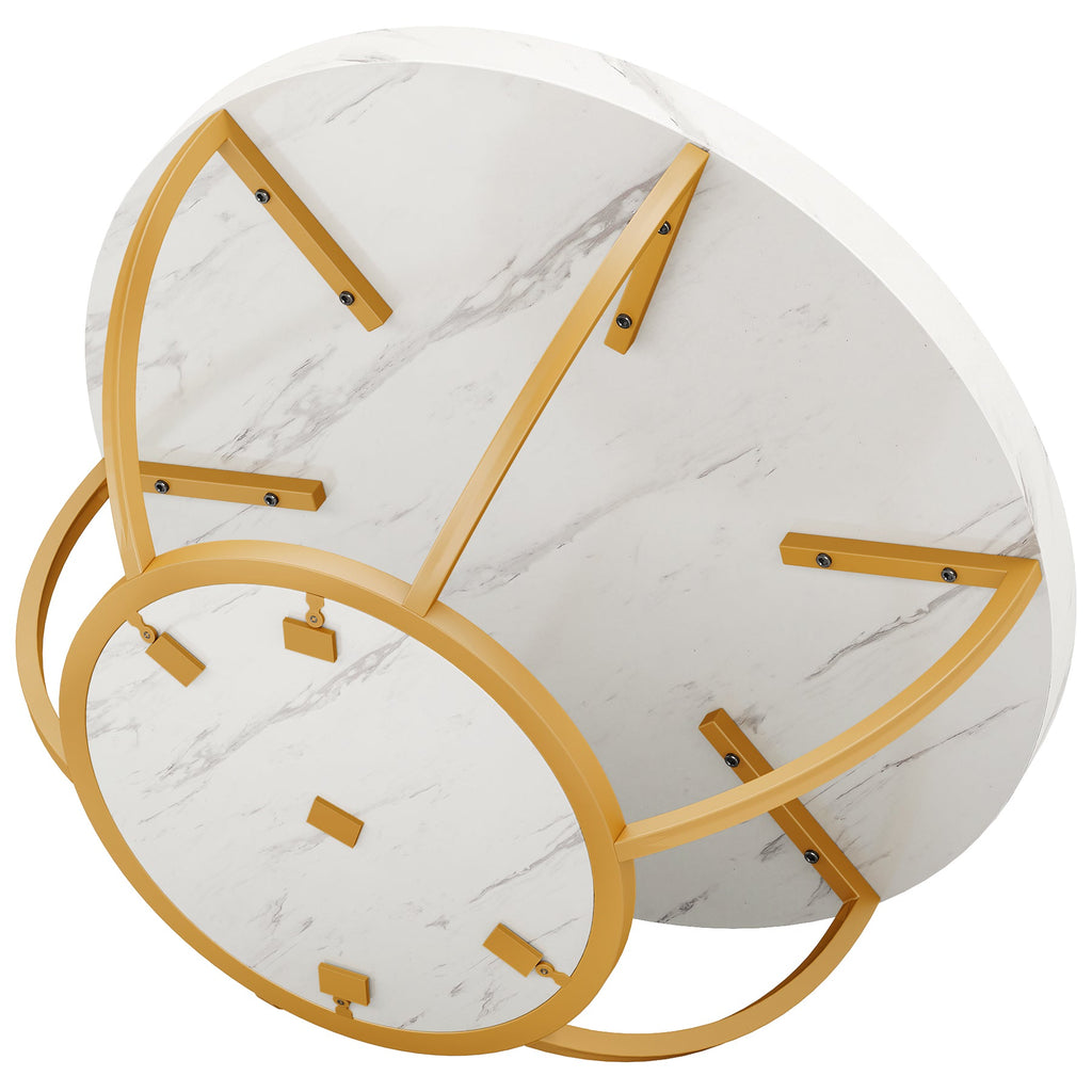 Modern Round Coffee Table - 31.7" 2 Tier Design
