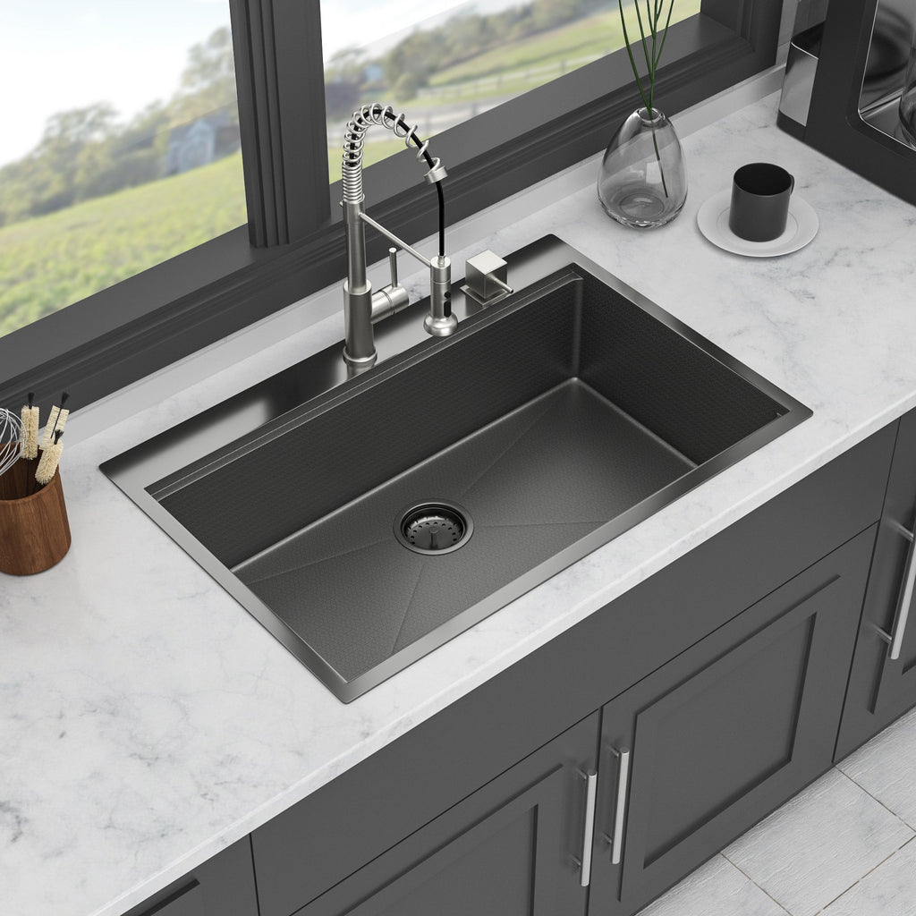 33" Drop In Kitchen Sink - Gunmetal Finish
