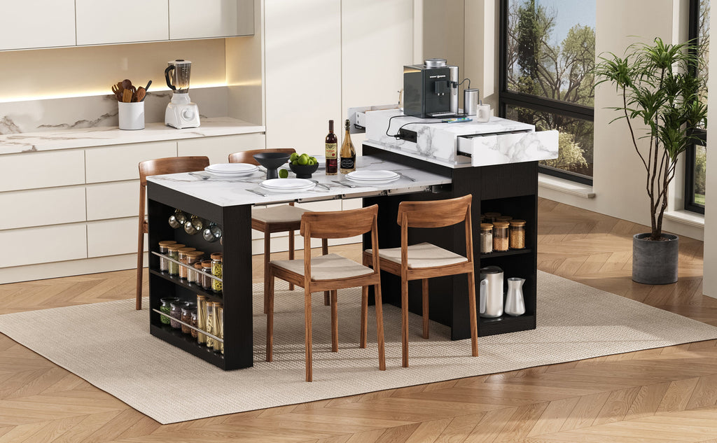 TREXM Extendable Dining Table with Folding Tabletop