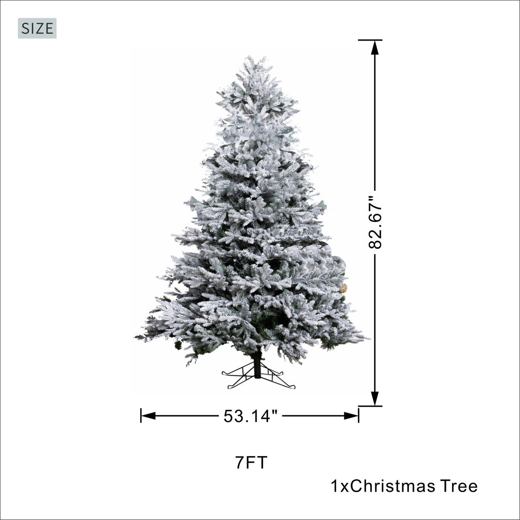 7 FT Snow-Flocked PE/PVC Hybrid Christmas Tree