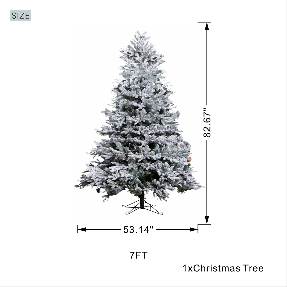 7 FT Snow-Flocked PE/PVC Hybrid Christmas Tree