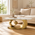 Polished Gold Tempered Glass Coffee Table